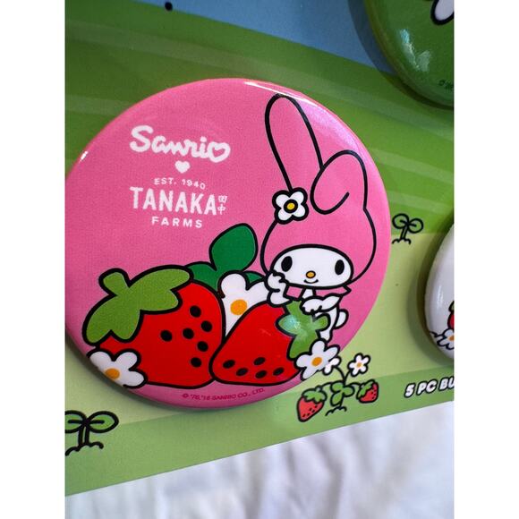 Hello Kitty Sanrio Tanaka Farms 5-Piece Buton Set - Picture 9 of 10
